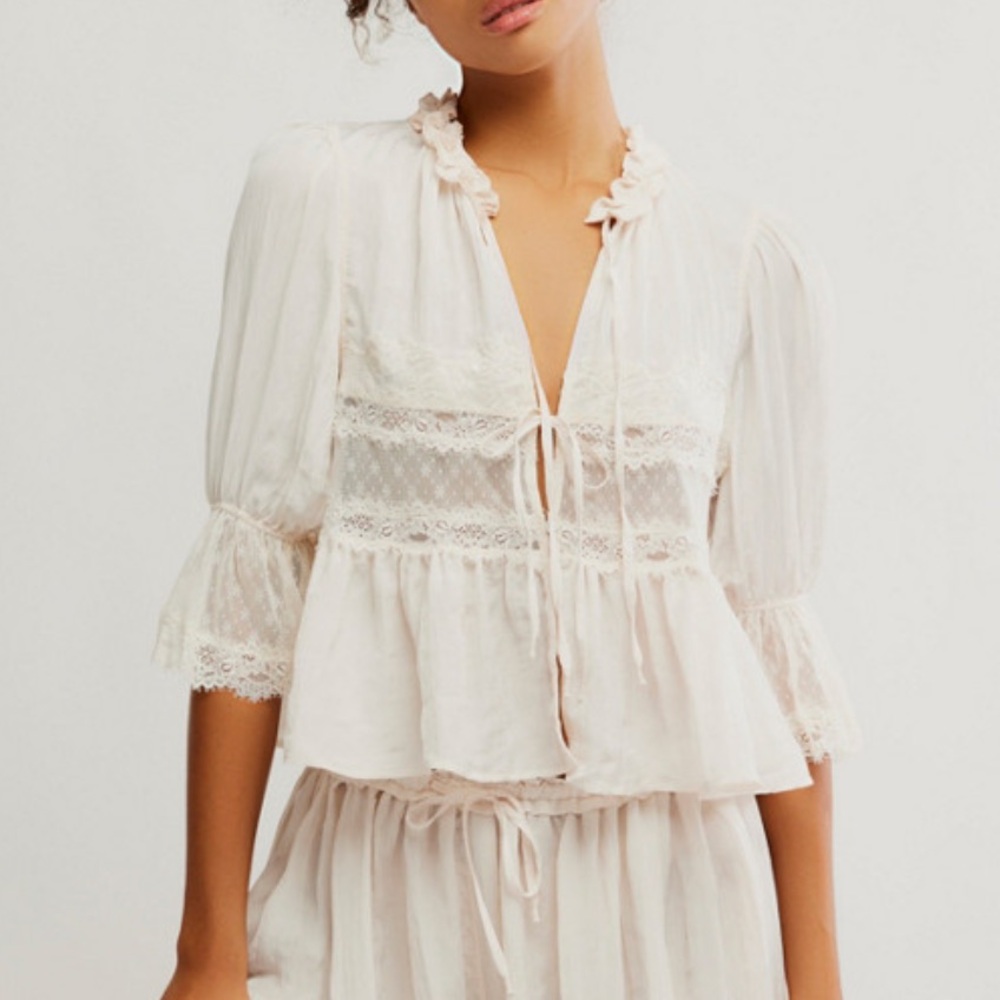 Elegant Cream Blouse with Lace Details